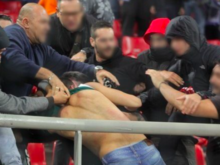 Brawl at Karaiskakis as Panathinakos fan wears jersey at Olympiacos home ground