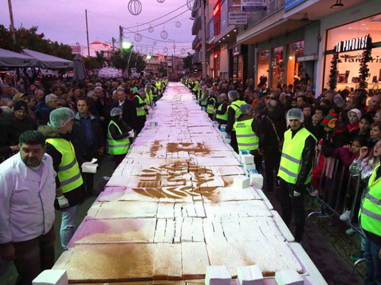 Greek bakers make record breaking 2,500 kilo Vasilopita for Athens locals