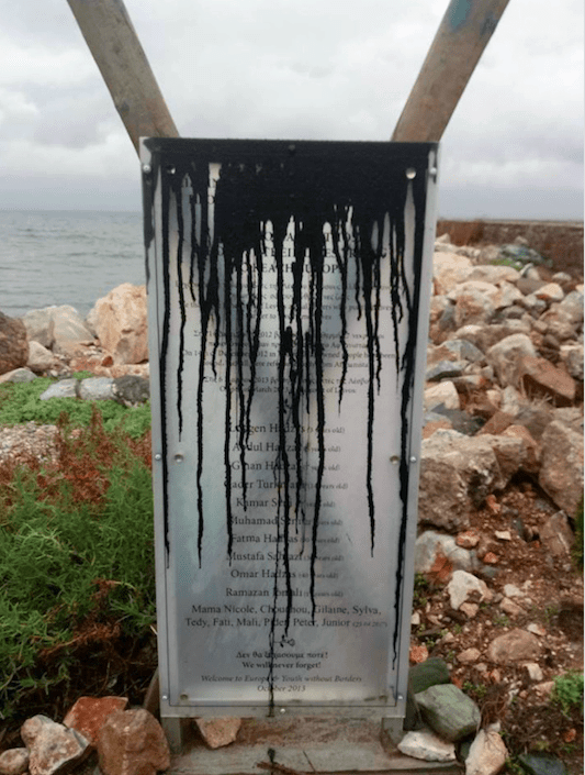 Vandalized monument Lesvos