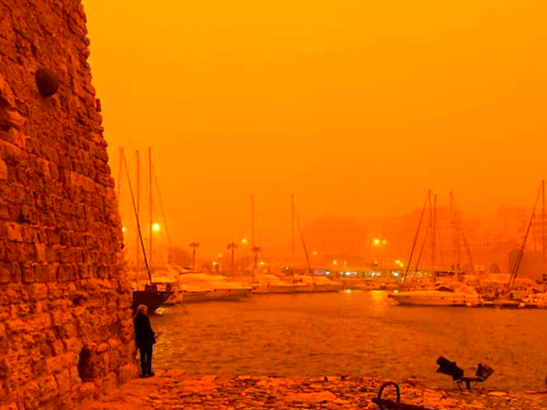 Sahara Dust turns Crete orange