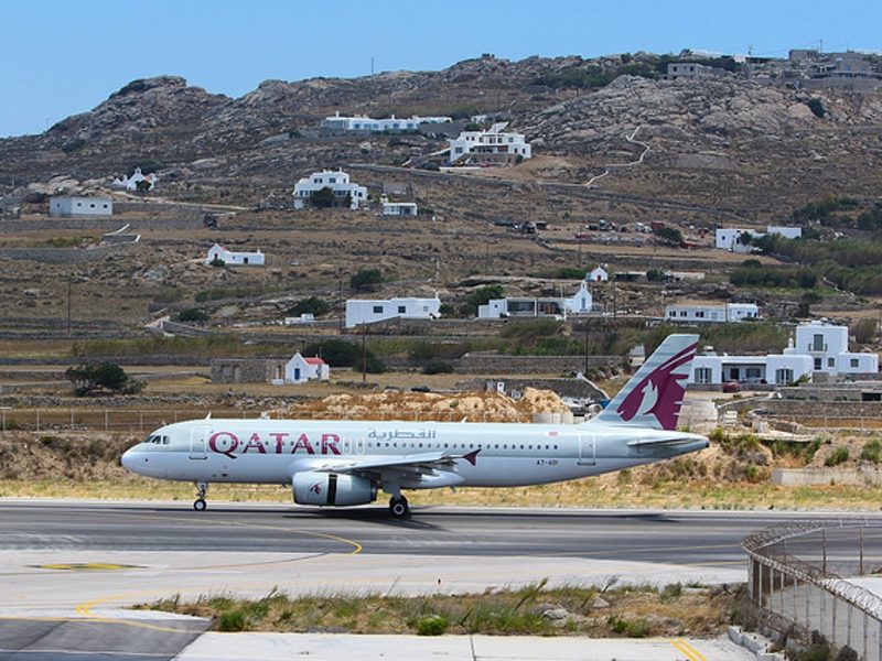 Qatar airways into Mykonos