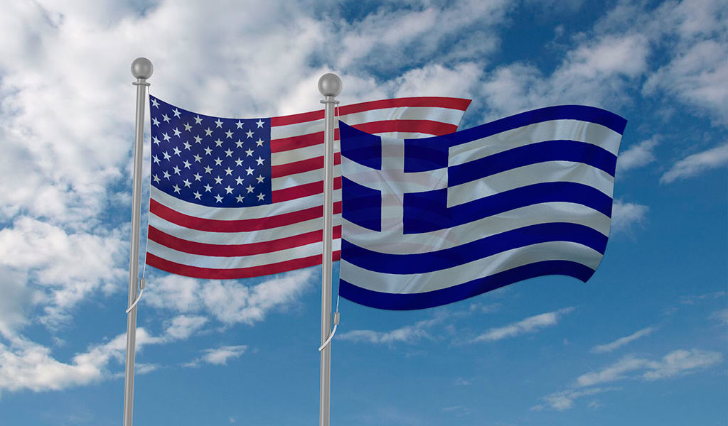 Greek and American Flag