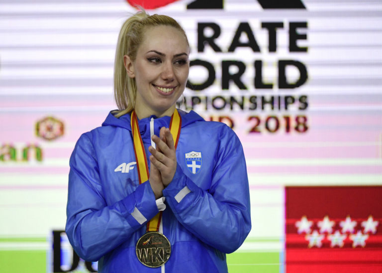 Greece's Eleni Chatziliadou wins gold at World Karate Championships