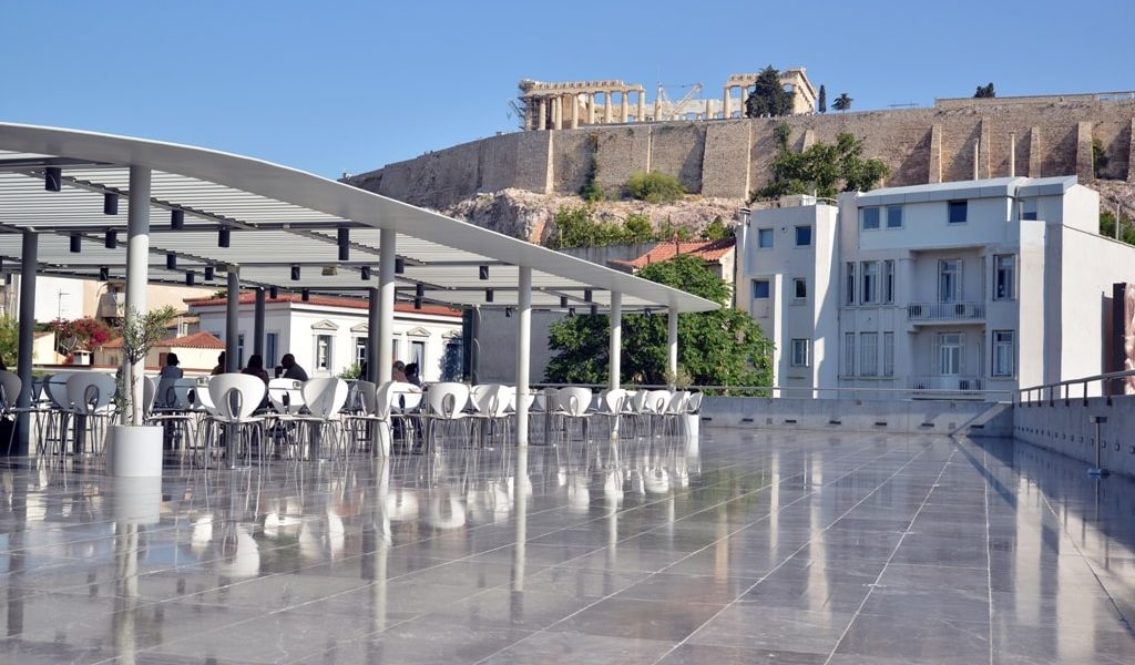 Acropolis museum New modern building cafe Athens Greece min