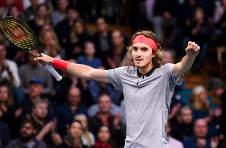 Stefanos Tsitsipas wins his opening match in straight sets
