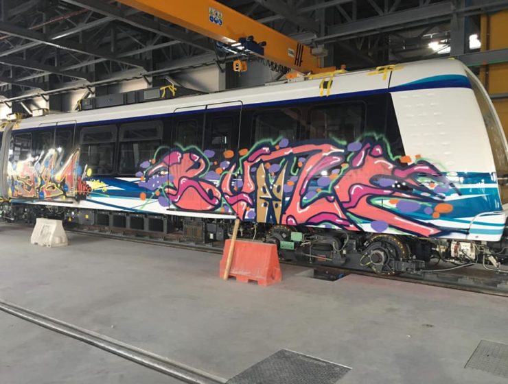  Vandals spray paint graffiti over brand new metro train in Thessaloniki 21