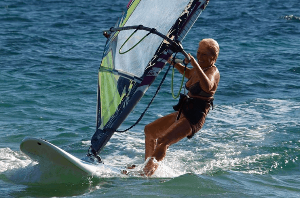 81-year-old windsurfer from Kefalonia rides the Ionian Sea everyday