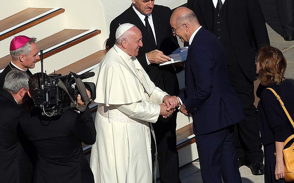 Nikos Dendias and Pope Francis