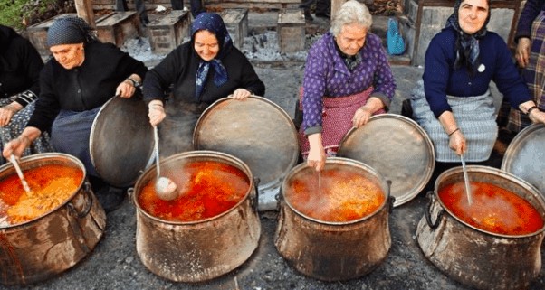 Greek Grandmothers cooking Polysporia
