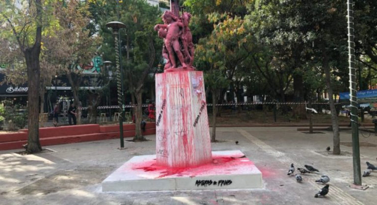 Vandals graffiti around Exarchia Square after major clean up