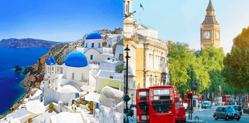 travel uk from greece