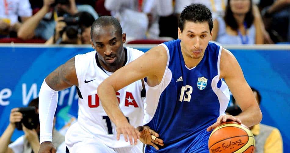 Dimitris Diamantidis and Kobe Bryant