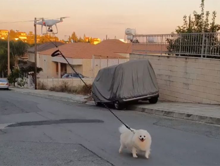 Cypriot man uses drone to walk his dog during coronavirus lockdown