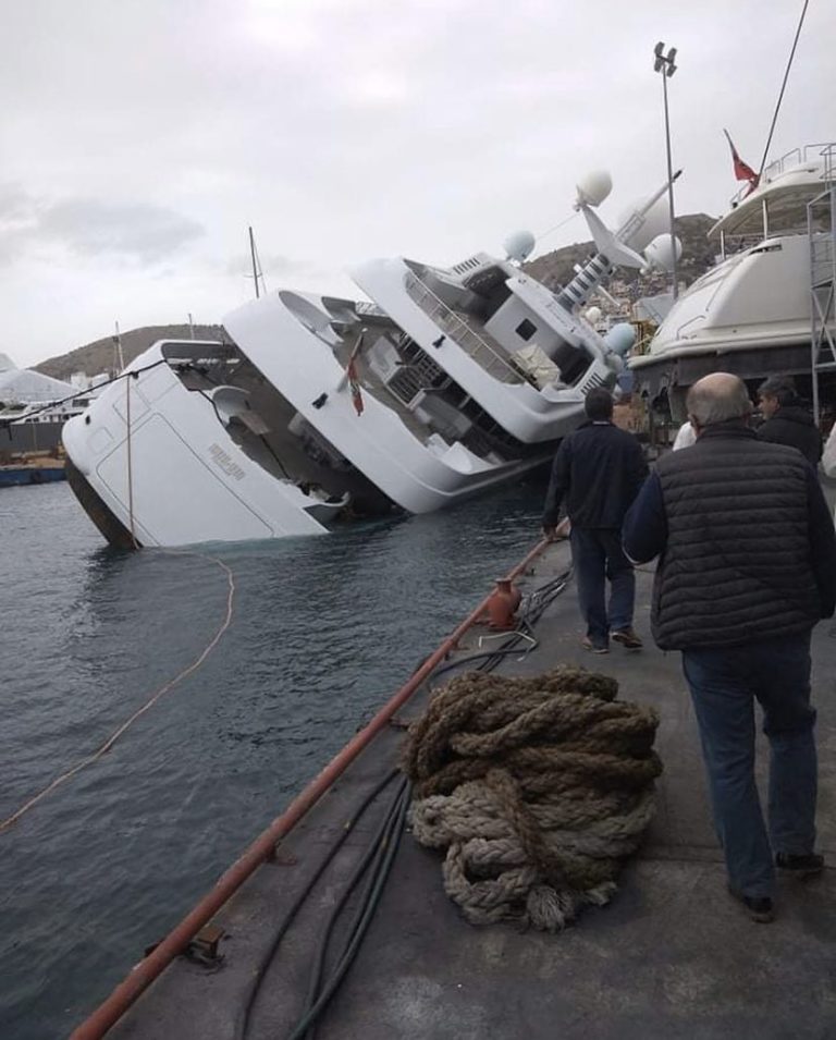 Saudi Prince’s $79million superyacht capsizes and partially sinks while docked in Greece