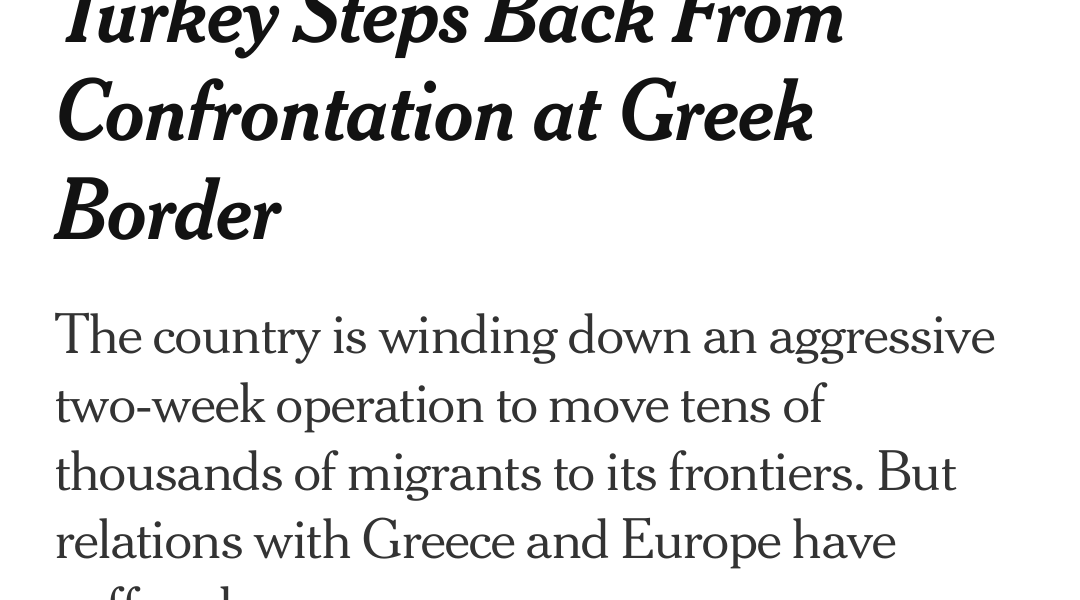NYT report that Turkey is moving migrants from Greek border 1