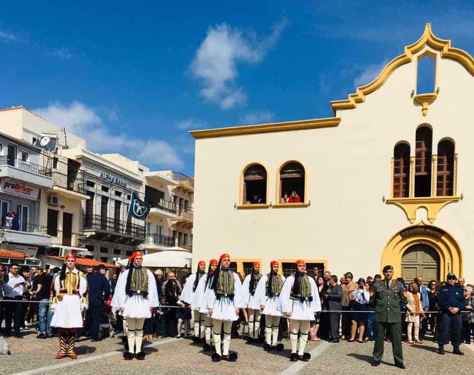 Evzones parade in Kalymnos