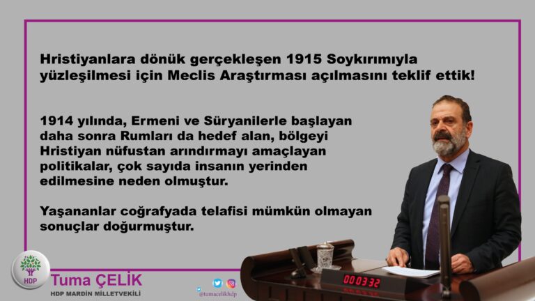 MP of Turkish Parliament demands investigation into the Greek Genocide