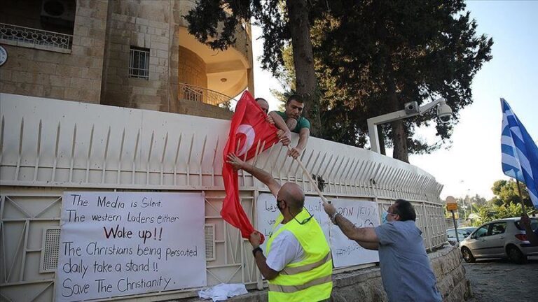 Waving Greek flags, Israeli group burns Turkish flag over Hagia Sophia conversion