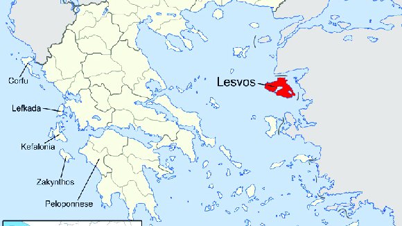 Position of dam near Lesvos Island