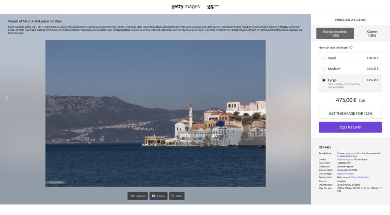 Anadolu Agency exposed selling photos of Kastellorizo to Getty Images using Turkish name