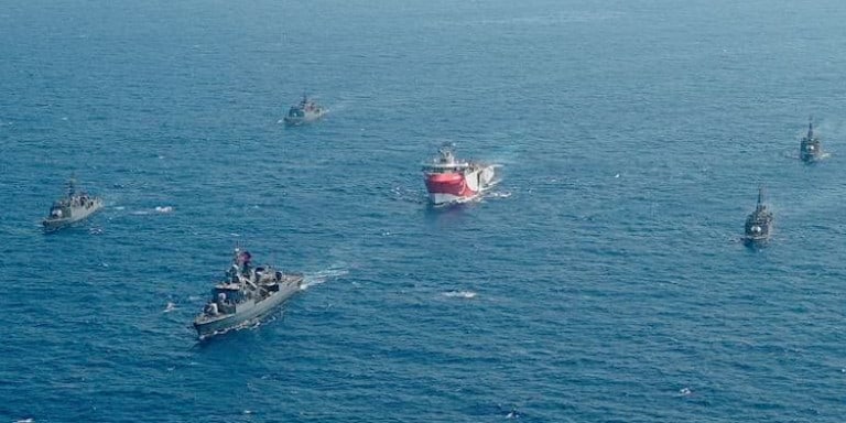 Turkey's Oruc Reis violating Greece's maritime zone.