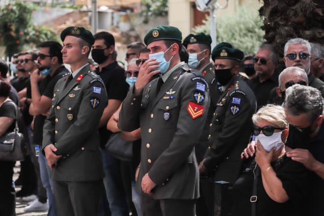 Fitting salute for 34-year-old paratrooper, Sergeant Konstantinos Meligonis' funeral