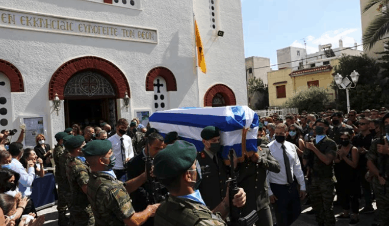 Fitting salute for 34-year-old paratrooper, Sergeant Konstantinos Meligonis' funeral