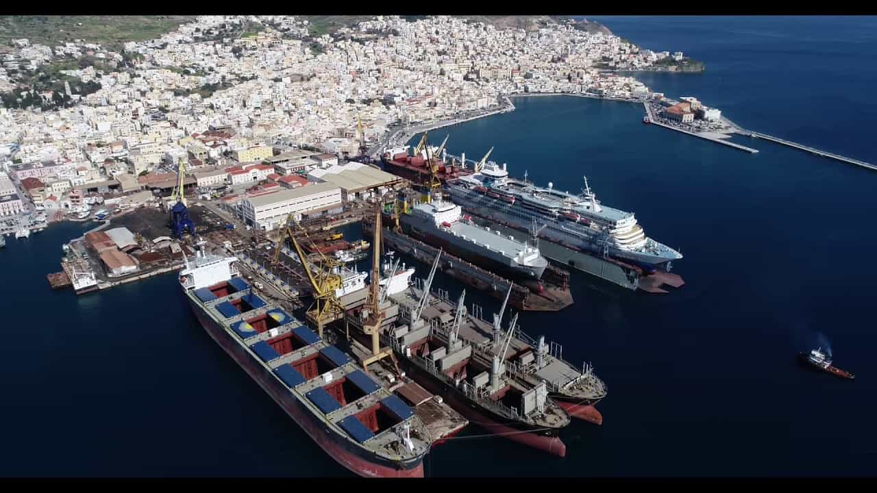 Frigate building shipyard Syros