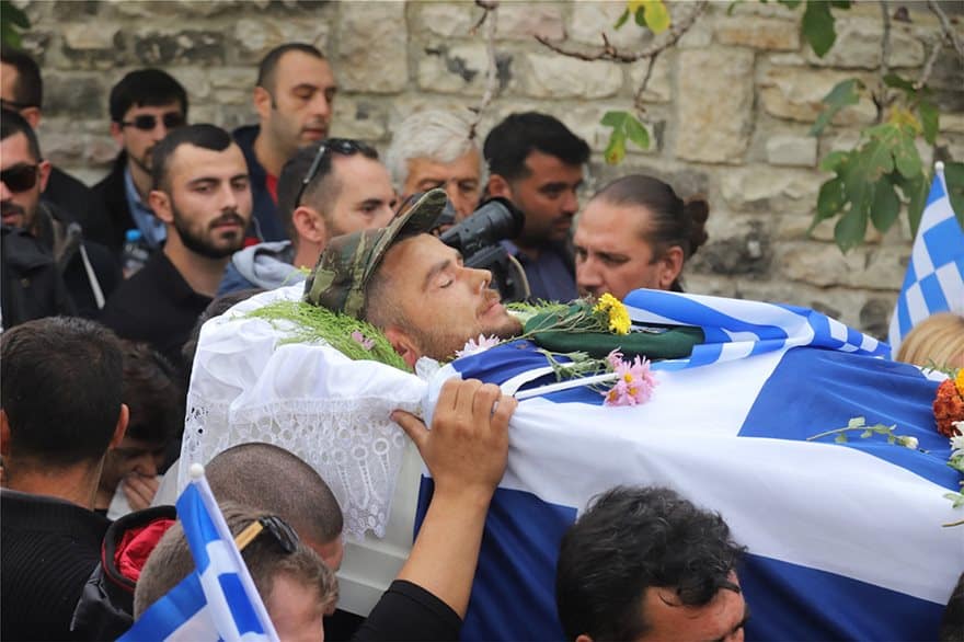 The funeral of Konstantinos Katsifas albanian
