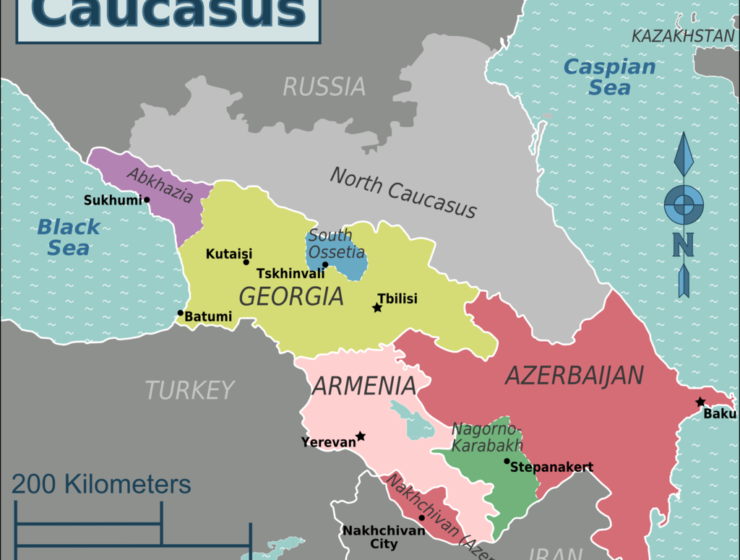 Azerbaijan Map of the Caucasus. Turkey Armenia Artsakh Azerbaijan Georgia