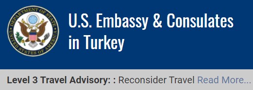 U.S. Travel Warning to Turkey remains on Level 3.