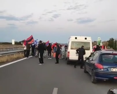 Armenians and Greeks protesting against Turkey at Evros.