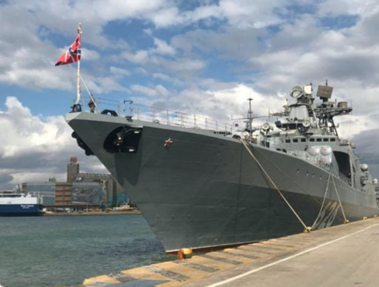Russian destroyer 'Vice Admiral Kulakov' moored at Piraeus port