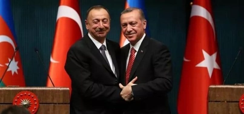Turkish President Recep Tayyip Erdoğan with his Azerbaijani counterpart Ilham Aliyev.