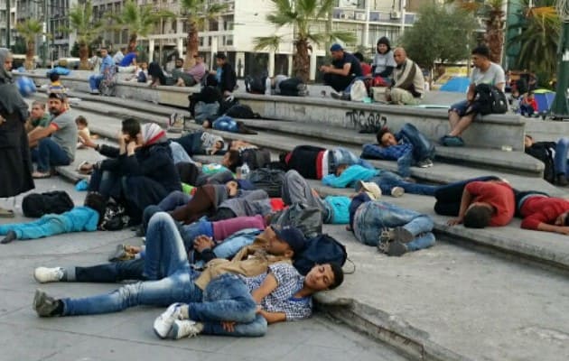 Illegal immigrants in Central Athens.