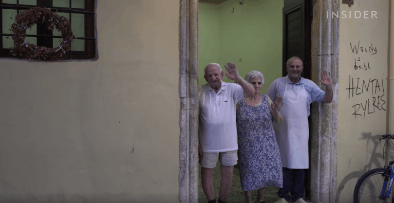 A Cretan Baker's Life: 86-year-old Giorgos Hatziparaskos with his wife Katerina and his son.