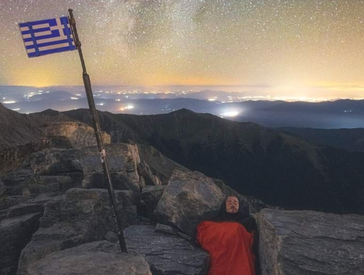 Sleeping under the stars on the top of Mount Olympus