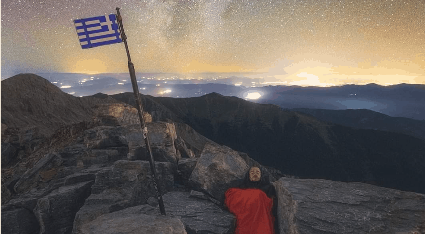Sleeping under the stars on the top of Mount Olympus