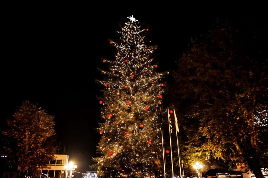 Greece's tallest natural Christmas tree lighting moved online