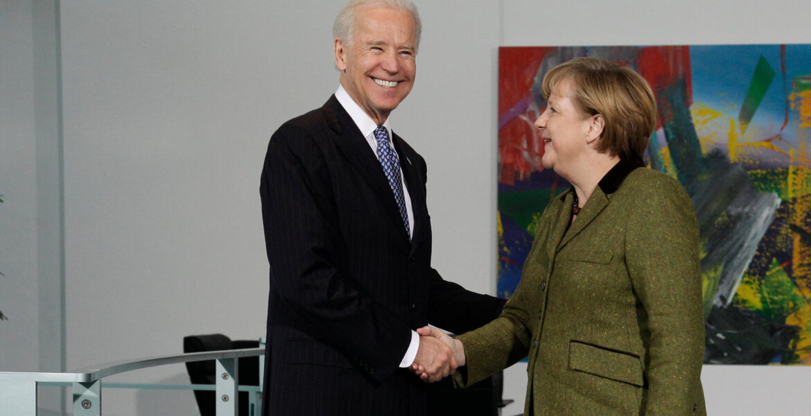 Joe Biden with Angela Merkel. German