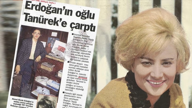 Newspaper headline about Ahmet Burak Erdoğan killing Sevim Tanürek