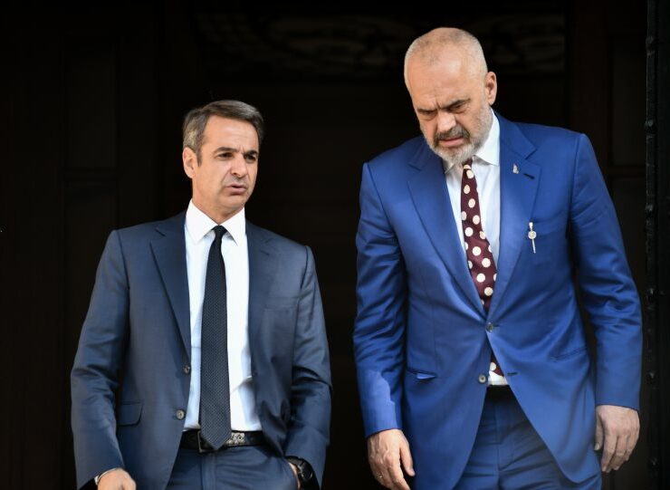 Greece Greek Prime Minister Kyriakos Mitsotakis with his Albanian counterpart Edi Rama.