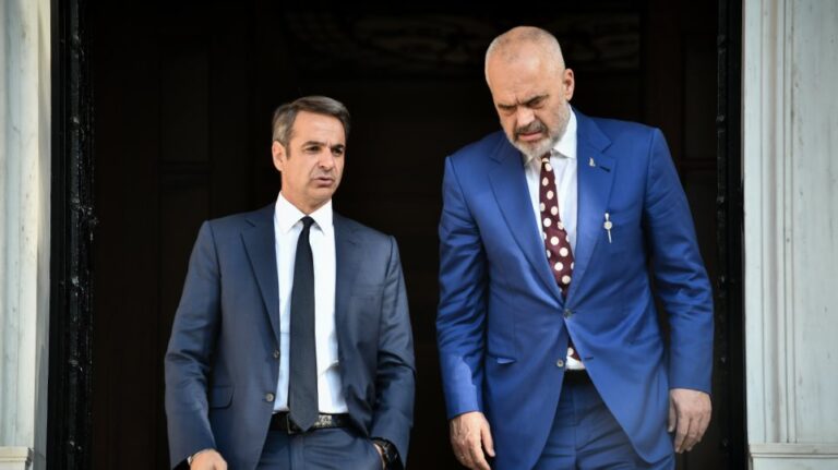 Greece Greek Prime Minister Kyriakos Mitsotakis with his Albanian counterpart Edi Rama.