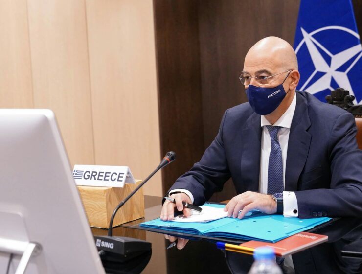 Greek Foreign Minister during the NATO teleconference on December 1, 2020.