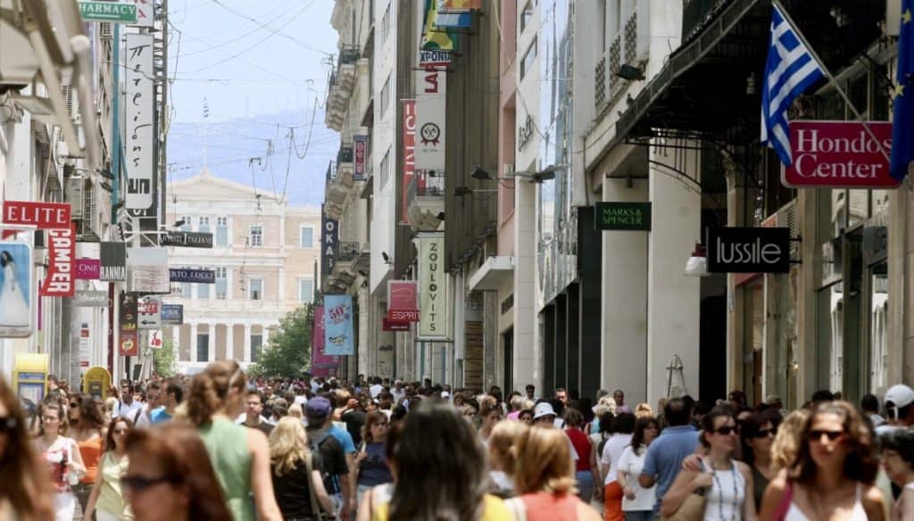 A crowded Ermou Street, Athens. Greece