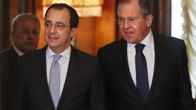 Christodoulides Cypriot Foreign Minister Nikos Christodoulides with his Russian counterpart, Sergei Lavrov.