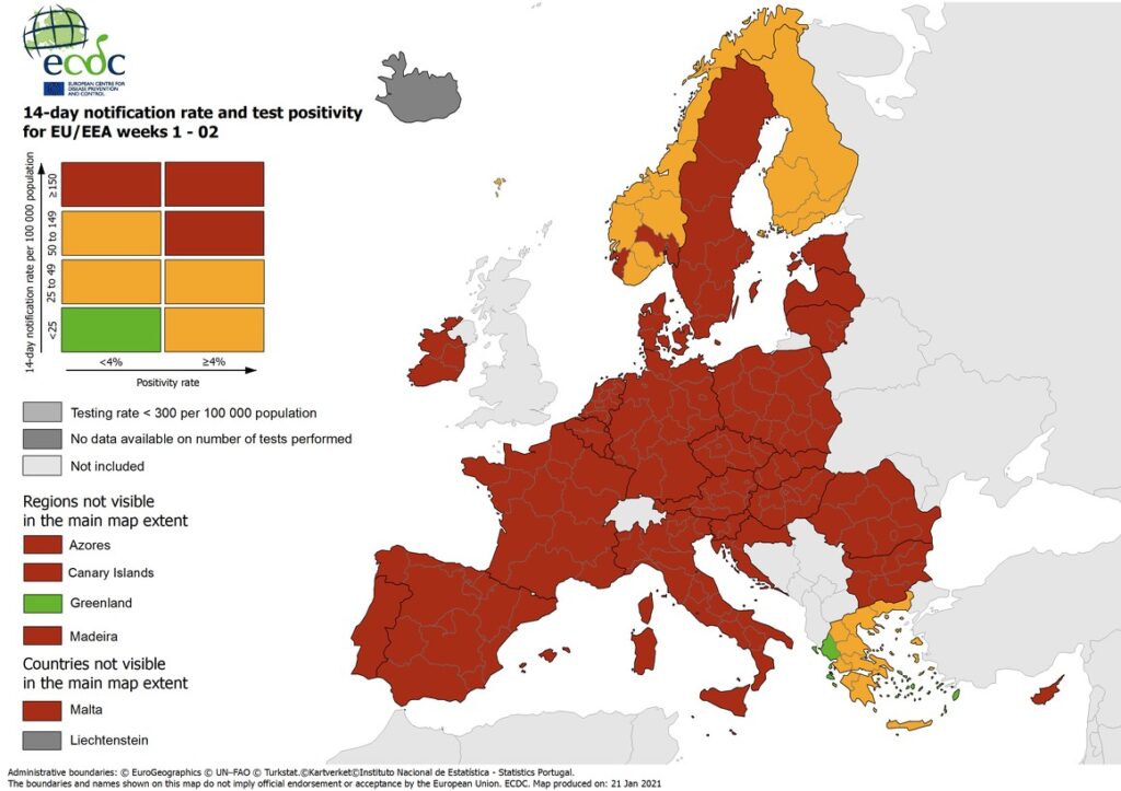 Greece continues to be the only EU country with 'green' zones on coronavirus map