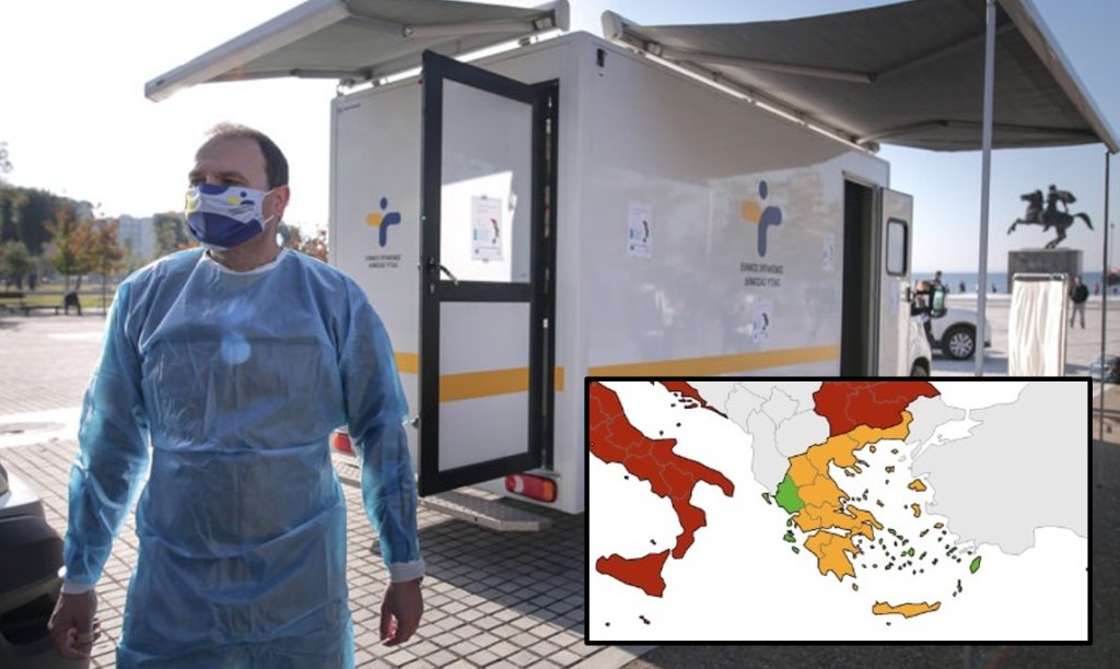 Only Greece shows 'green' zones on European coronavirus map