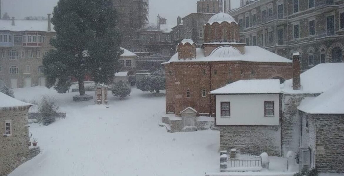 Mount Athos snow