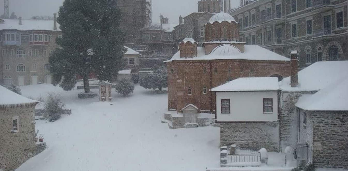 Mount Athos snow